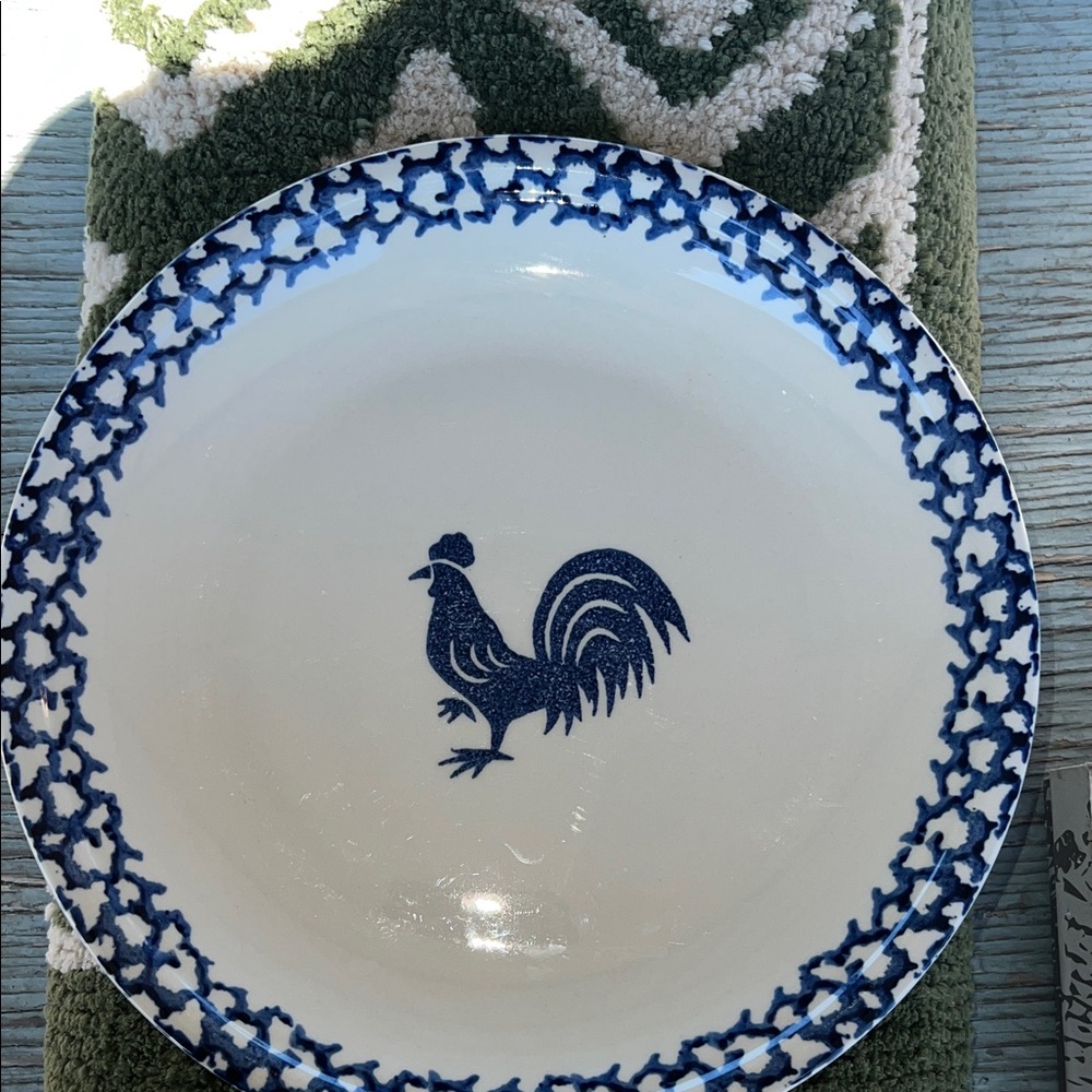 Vintage Tienshan Blue Rooster Ceramic Serving plate -